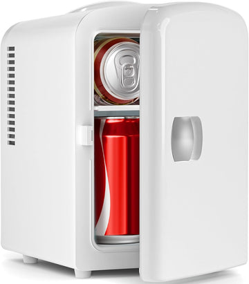 Compact Refrigerator, Portable Mini Fridge, Skin Care 4L Capacity/6 Cans, for Bedroom, Car, Office & Dorm, Small