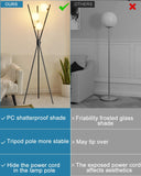 60IN Dimmable Black Tripod Floor Lamp, Mid Century Standing Lamps with 3 Globe Soft Warm White Eye Care 3000K Bulbs