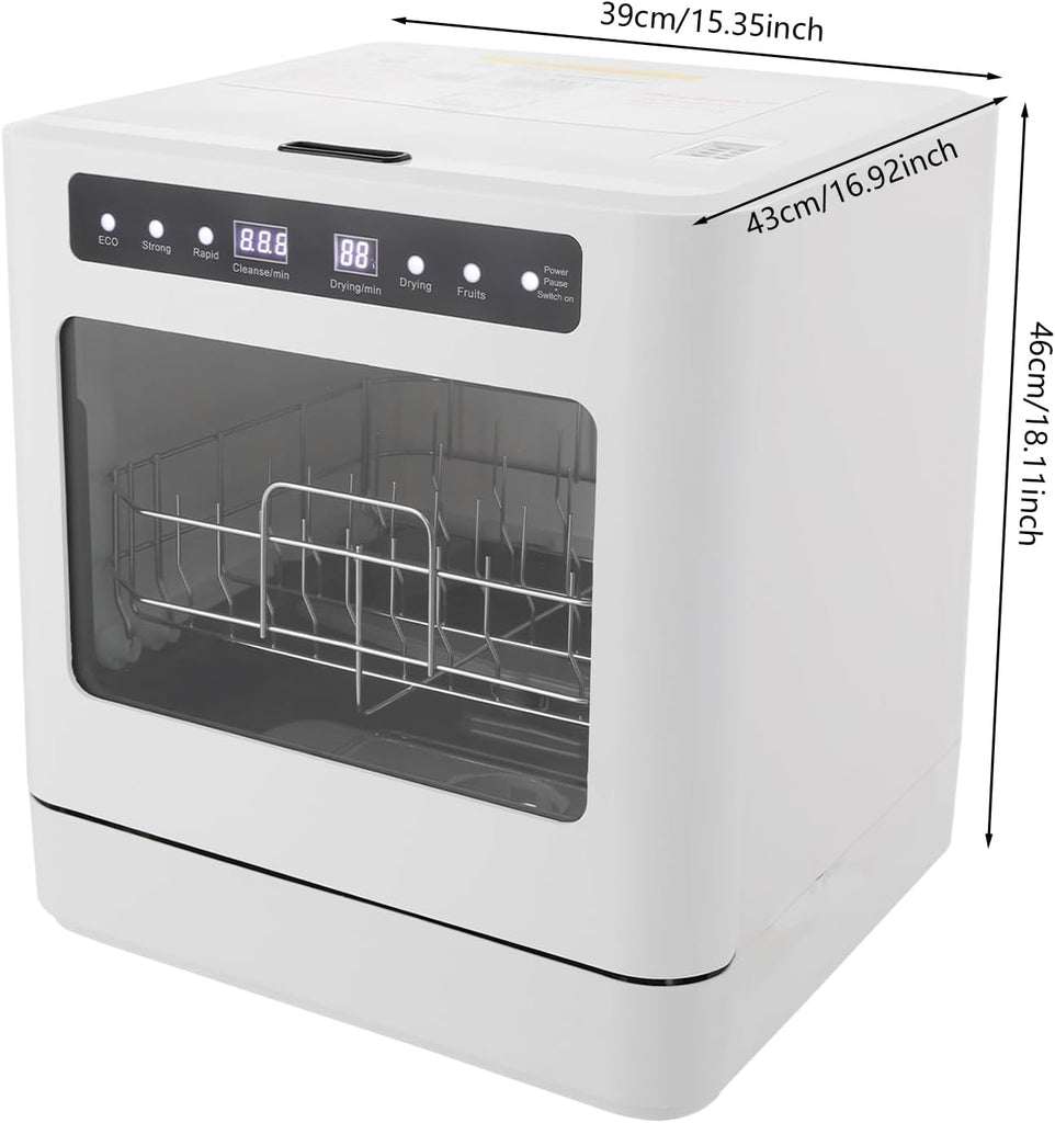Countertop Dishwasher 800W Portable Mini Dishwasher 6.8L/1.8 Touch Controls Gallon Portable Dishwasher Countertop with 360° Rotating Spray for Apartment RV Dorms