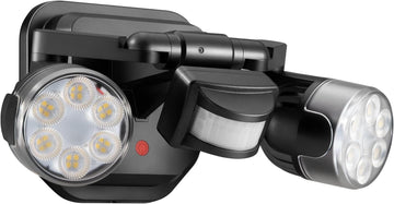 Motion Sensor Outdoor Security Light, Adjustable Dual-Head LED Flood Light, 3 Modes(Motion/Manual/Dusk to Dawn), 150W