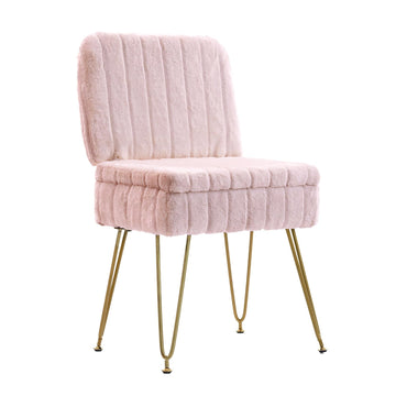 Vanity Chair with Storage | Comfy Ottoman with Folding Back