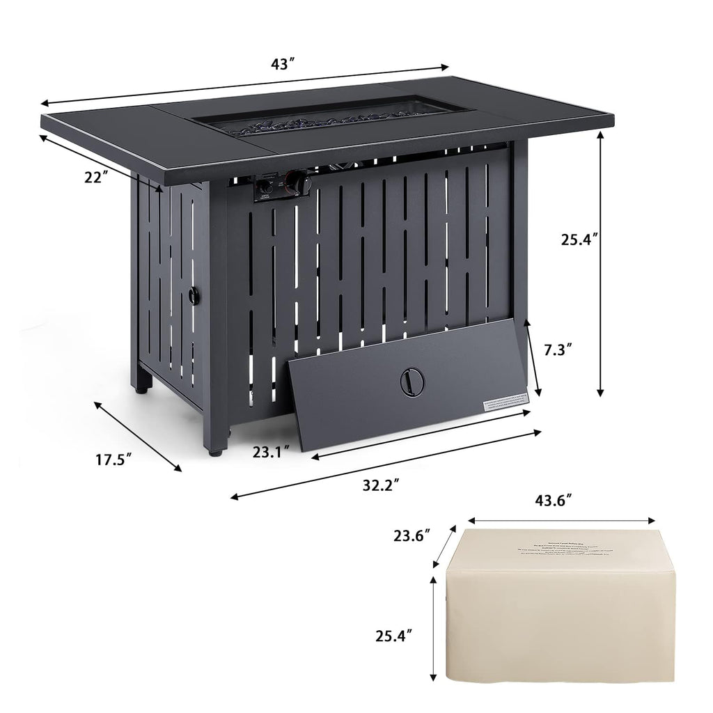 43 inch Propane Gas Fire Pit Table