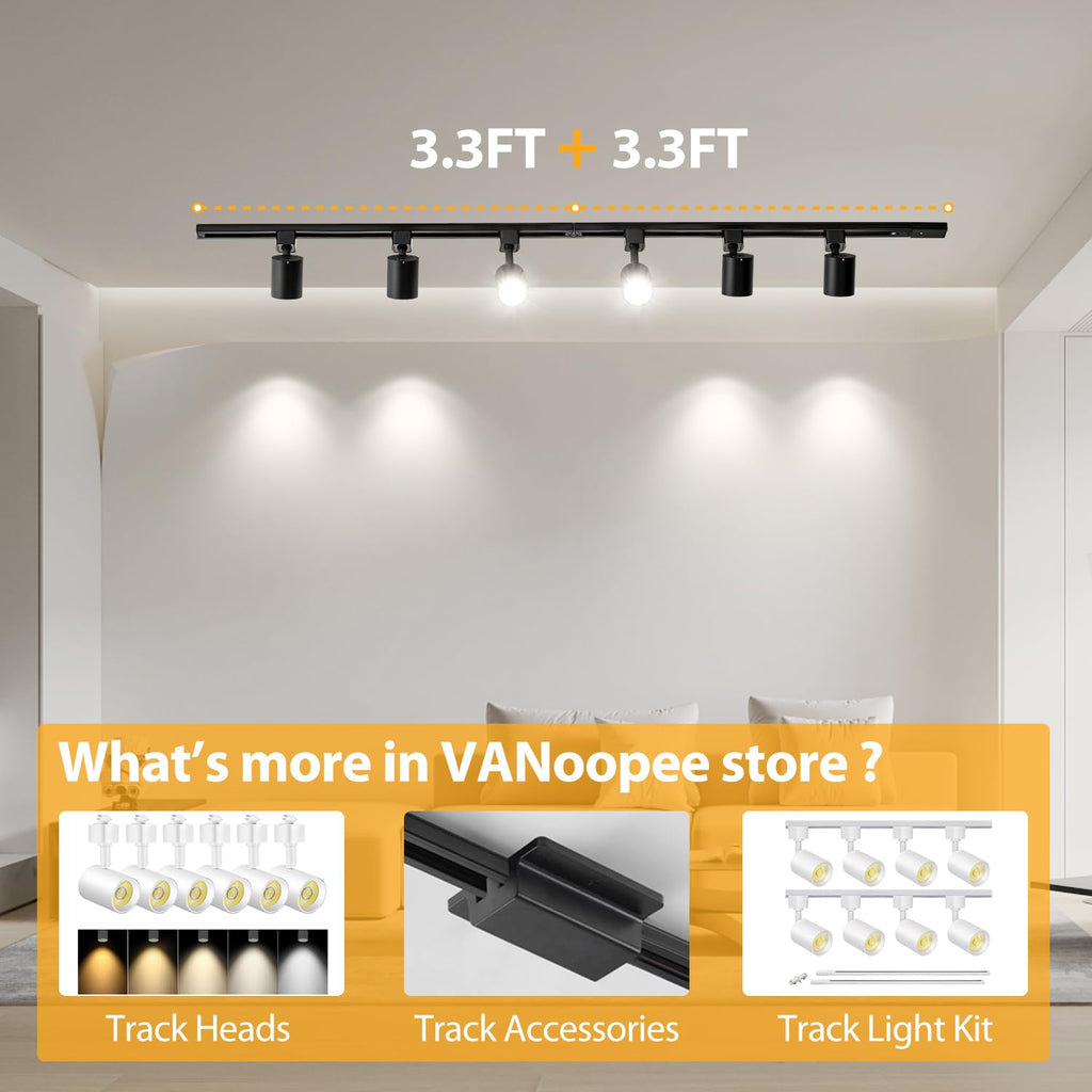 6.6FT H Track Lighting Rails Kit, Black