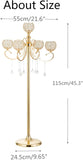Gold Floor Candelabra for centerpieces, 45.3in Tall 5-Branch Candle Holder with Crystal Beaded Chandelier Holder Standon