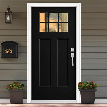 Fiberglass Entry Door, 36'' x 80'' Front Exterior Door with Brickmould and Vinyl Frame, Right Hand Inswing White