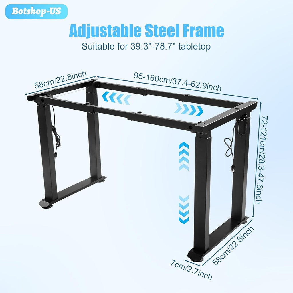 4-Leg Dual Motor Standing Desk Frame, Electric Height Adjustable Desk Legs Compatible 39"-79" Desktop, 220 Load, 3