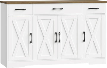 Buffet Cabinet with Drawers, 55" Large Sideboard Buffet Storage Cabinet with Shelves and Doors