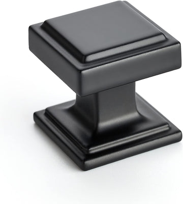 30 Pack Matte Black Square Kitchen Cabinet Knobs,Zinc Solid Drawer Pulls,Farmouse Cabinet Handles and Bathroom, Modern