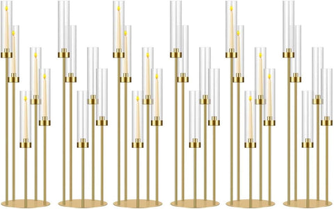 35in 6 Set Gold Candelabra Candle Centerpieces for Tables Candlesticks Holder Wedding Centerpieces Table Decorations