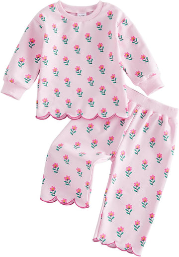 Toddler Baby Girl Clothes Floral Sweatshirt Pants Sets