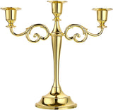 3 Arms Metal Candelabra Candlestick Silver European Elegant Candle Holder Candle StandHome Decoration (Golden Tone)