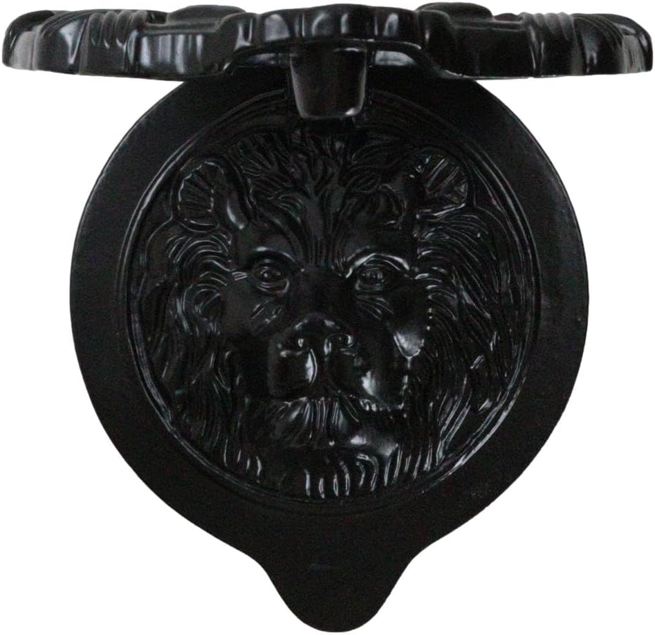 Hand Forged Cast Iron Black Royal Venetian Lion Head Decorative Door Knocker with Striking Plate Figurine Animal
