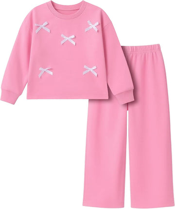 Baby Girl Clothes Long Sleeve Bowknot Top Wide Leg Long Pants Toddler Girl Fall Winter Outfit Cute Kids Clothing Set