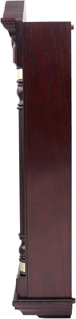 Oak Wood Pendulum Wall Clock with Chimes, Dark Brown, 28 x 12.5 x 6 Inches