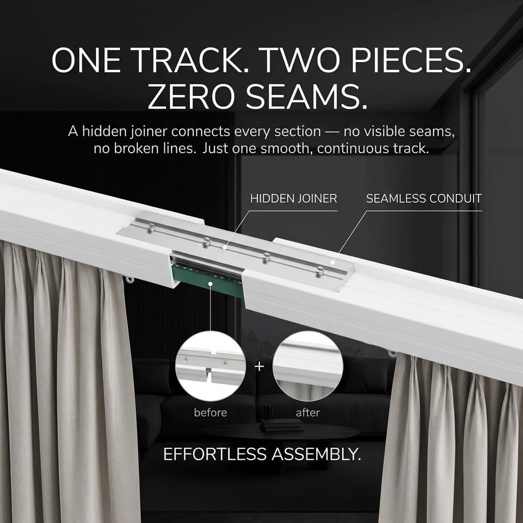 Smart Electric Curtain Track, Motorized motor, Adjustable track length, compatible with Alexa, google, Siri, Apple Watch