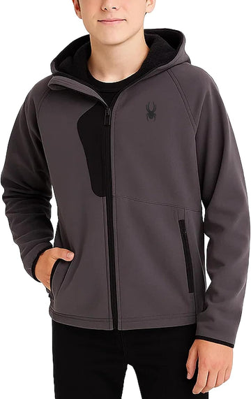 Boys Softshell Jacket Fleece-Lined Water-Resistant Windbreaker