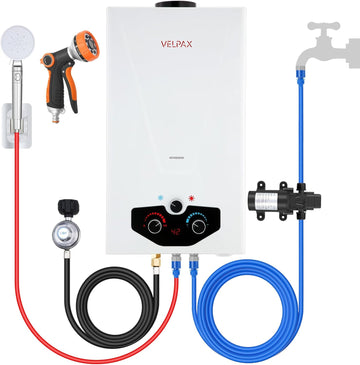 Tankless Water Heater Propane, 3.18GPM 12L Outdoor Portable water heater, with 2 GPM Water Pump