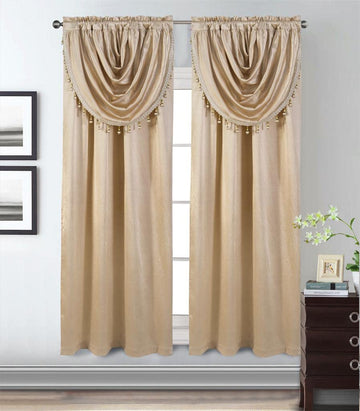 Window Panel with Attached Valance Curta Living Room Dining 42"X84" Cream