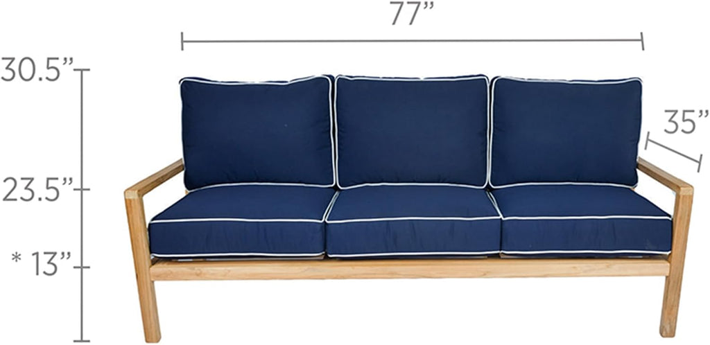 Coastal Deep Seating Teak 3-Seater Sofa (COA3-NAVY), Navy