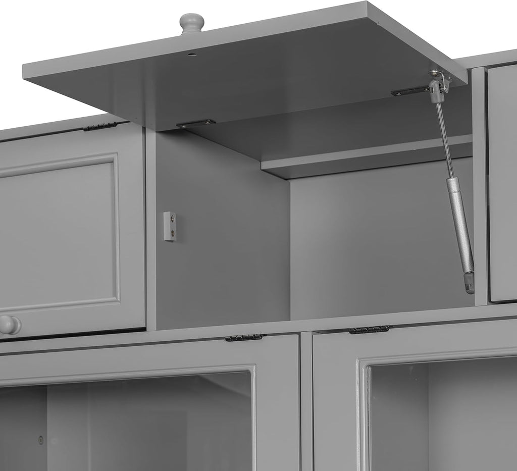 Twin Wooden Murphy Bed with TV Stand, Space-Saving Wall Bed Frame with 2 Drawers, Shelves, Cabinets, Foldable