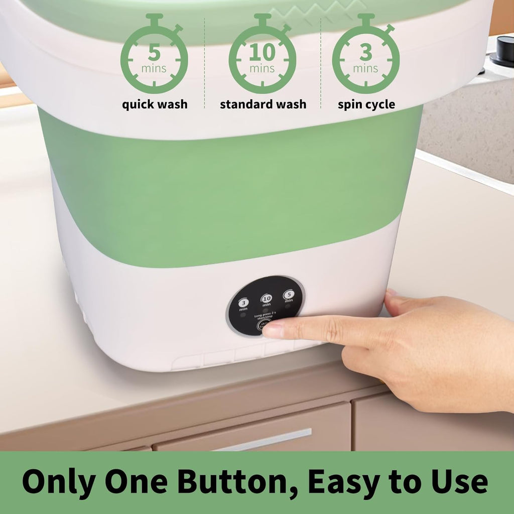 Portable Mini Washing Machine, 20L Upgraded Foldable Washer with Spin Basket, 3 Modes Deep Cleaning for Baby Clothes