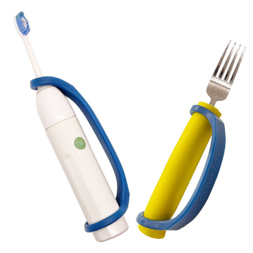Navy Silicone Universal Cuff, Large to X-Large Hands, Fits Adaptive Eating and Weighted Utensils, Foam Tubing, Thick