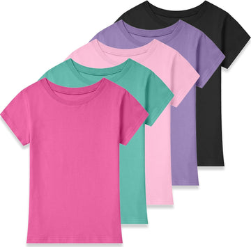 Pack Girls Shirts Cotton Short Sleeve Tops Kids Shirts for Girl