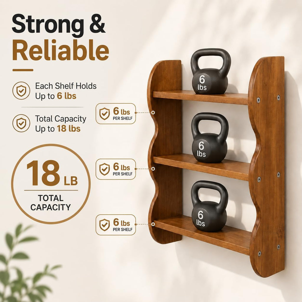 Solid Wood Floating Shelves for Wall, 3 Tier Rustic Vintage Wall Mounted Shelf, Wood Wall Storage Rack, Decorative