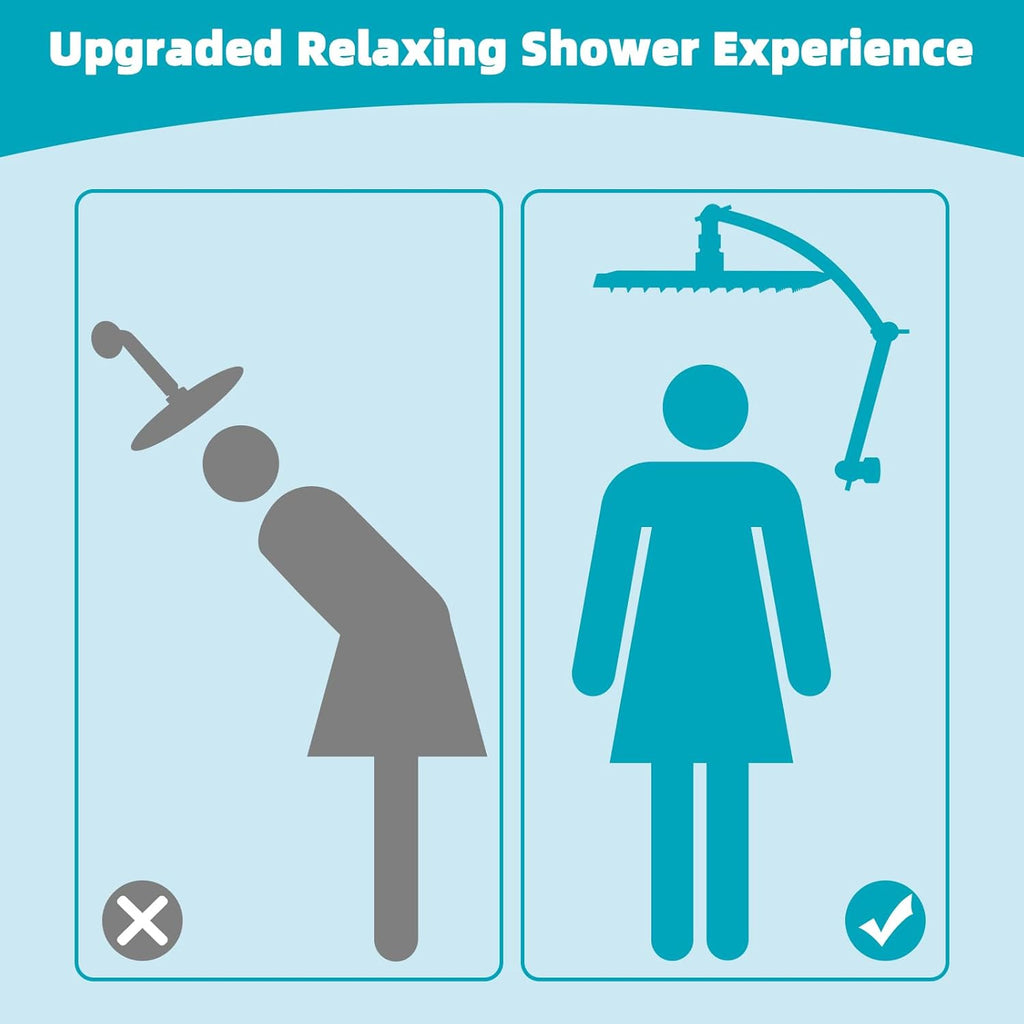 Rain Shower Head, 13'' High Pressure Rainfall Square 5 Spray Mode Showerhead with 16" Shower Head Extension Arm