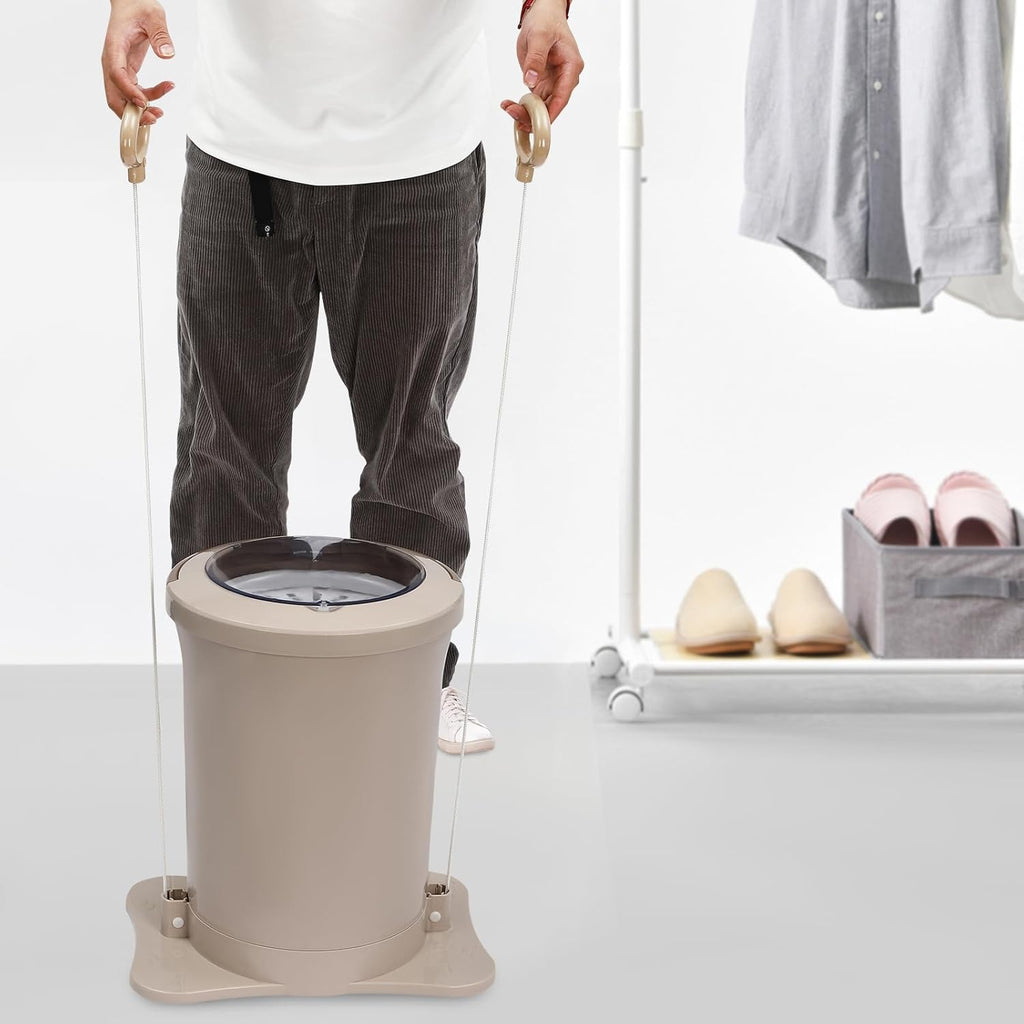 Manual Spin Dryer, Portable 3 Gallon Compact Clothing Dehydrator, Non Electric Foot Mini Laundry Machine with Clear