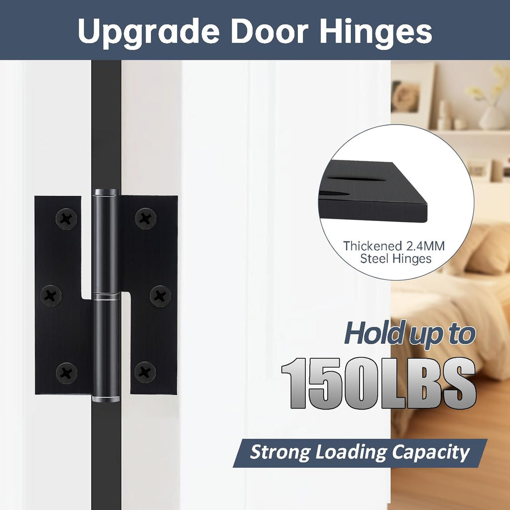 6 Pack Door Hinges Black Matte 3.5in x 2.5in Stainless Steel Door Hinge with Square Corner