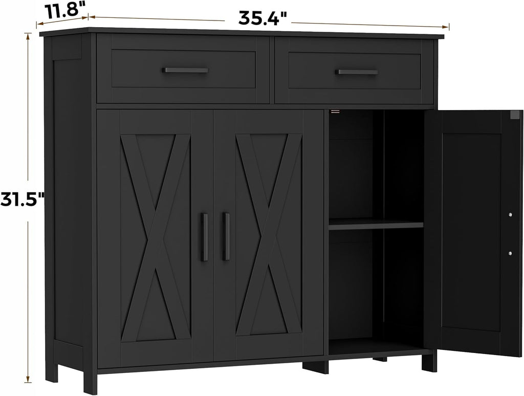 Sideboard Buffet Cabinet, Coffee Bar Storage Cabinet with Drawers and Doors