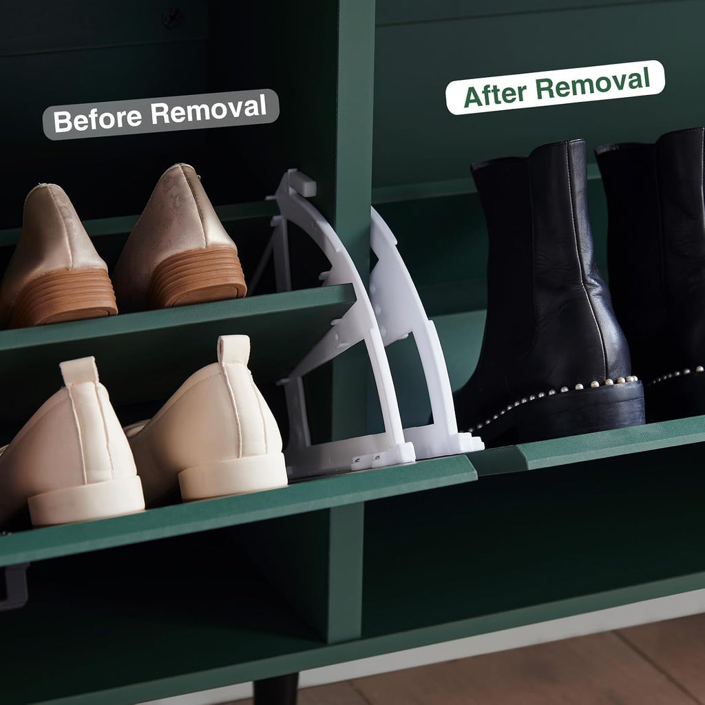 Shoe Storage Cabinet,Farmhouse Shoes Organizer with 4 Flip Drawers & Barn Door Design,Freestanding Hidden Slim Narrow