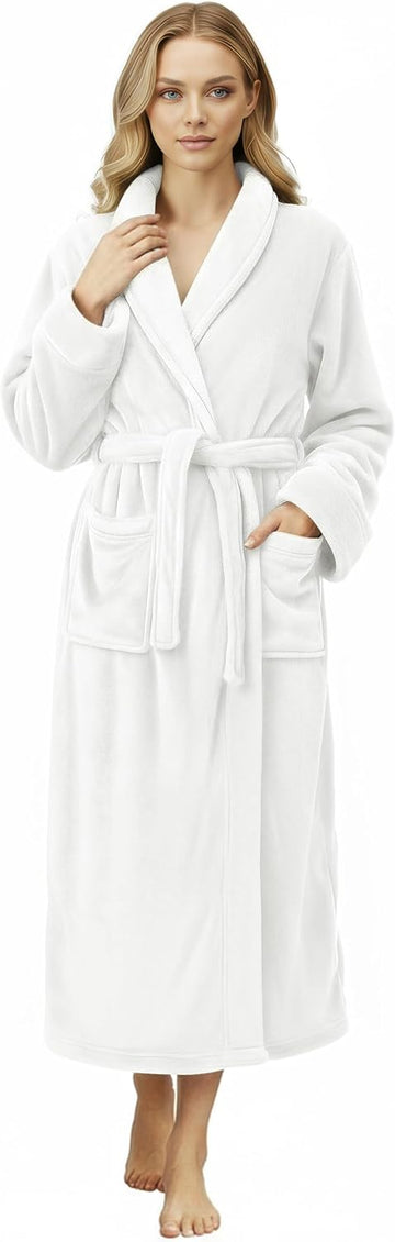Premium Plush Fleece Robes for Women Fluffy Soft Long Bathrobe