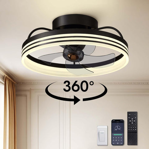 20" Ceiling Fans with Lights, 360¡ Rotating Ceiling Fan with Lights and Remote, 6 Wind Speeds Smart Low Profile Ceiling Fan for Bedroom, Kids Room and Living Room A101-B0CD1V6M8R