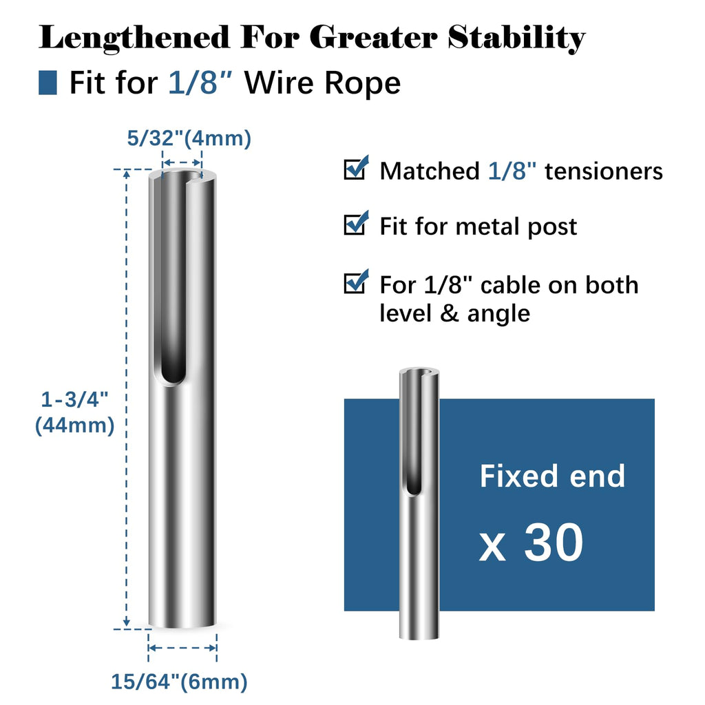 30Pack 1/8" Invisible Cable Railing Kit Terminal Toggle Anchor Angle, T316 Stainless Steel Adjustable Cable Railing