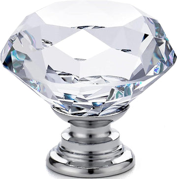12pcs Diamond Shape Crystal Glass 30mm Drawer Knob Pull Handle Usd , Drawer