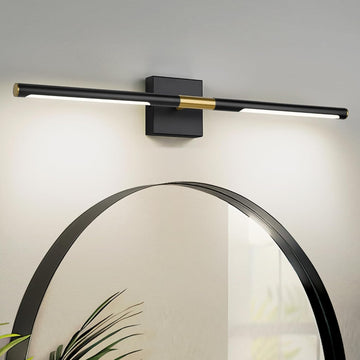 30 Inch Bathroom Light Fixtures, 16W 3CCT Dimmable Black and Gold LED Vanity Lighting Fixtures Over Mirror