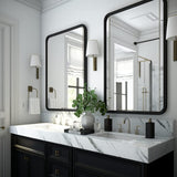 2-Pack Black Bathroom Mirrors for Over Sink 24 x 36 Inch, Metal Frame Rectangle Wall Mirror, Modern Farmhouse Vanity