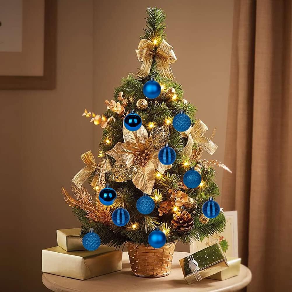 2" Christmas Ball Ornaments Shatterproof Blue Christmas Tree Decorations Xmas Tree Balls Halloween Ornaments - Set of 30