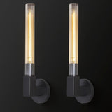 Black Wall Sconces Set of 2, Modern Bathroom Vanity Lights with Glass Shades - Industrial Vintage Wall Lamps for Mirror, Bedroom, Living Room, Hallway A114-B0F47MDKVC