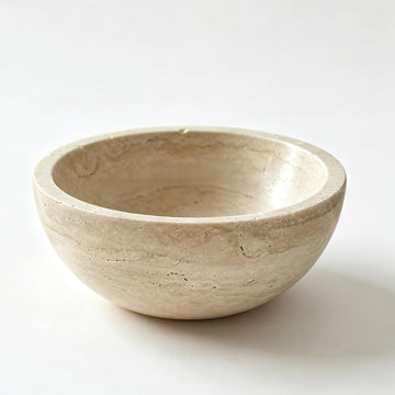 Travertine Bowl, 6" Natural Stone Decorative Bowls Table, Catchall Tray for Keys & Jewelry, Fruit Bowls Counter