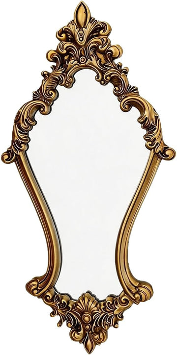 Vintage Decor Mirrors for Wall, Antique Hanging Wall Mirror, Medieval Framed Baroque Floral Small