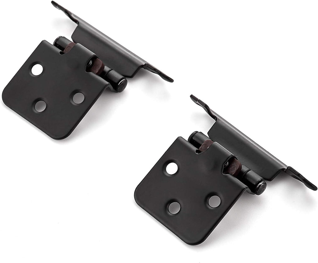 50 Pack 25 Pairs 1/2" Overlay Cabinet Door Hinges Kitchen Black Semi-Concealed Hinges Face Mount Self-Closing Cabinet