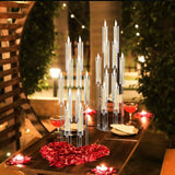 4 Sets 10 Arms Acrylic Candelabra Wedding Centerpiece,33.7Inches Floor Clear Candlesticks Holder with Acrylic Shade