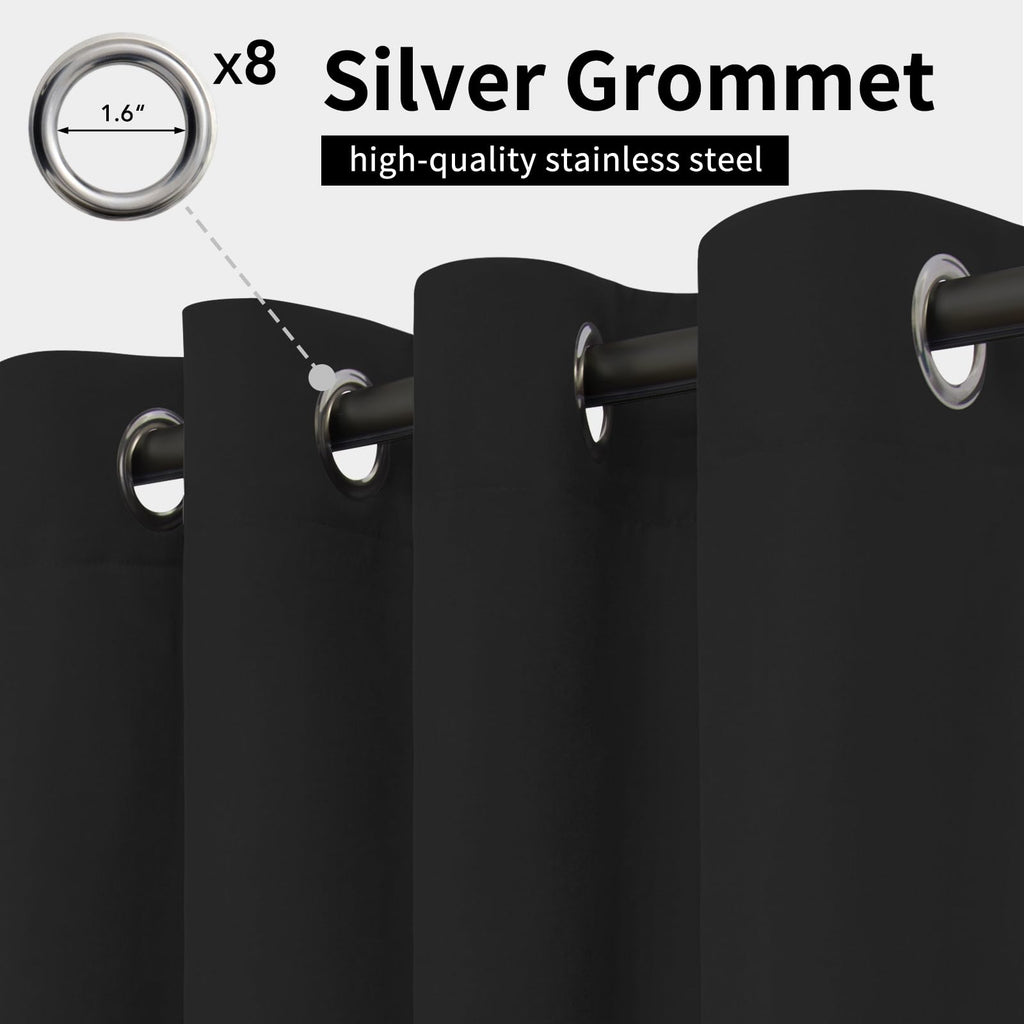Outdoor Curtains 1 Panel, 54x84 inch, Black