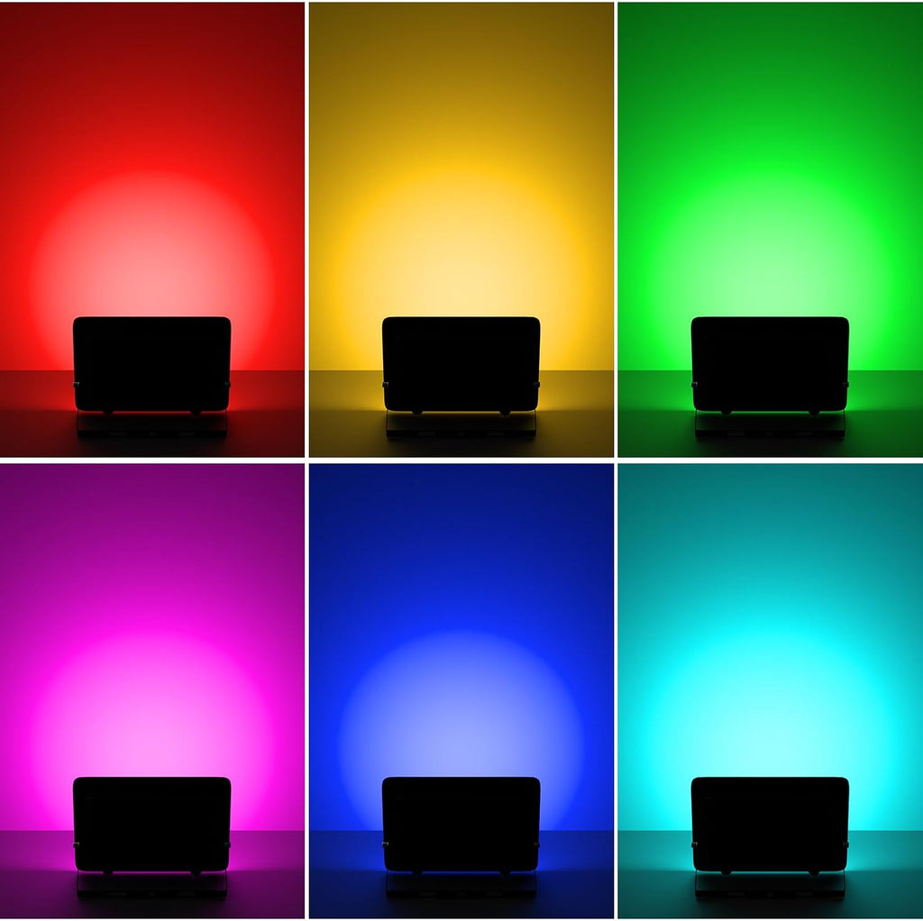 1PCS 110V 100W RGB LED Flood Lights,Outdoor Color Changing Floodlight with App, IP68 Waterproof 16 Colors 4 Modes