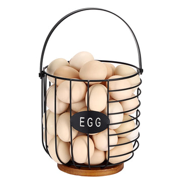 6.5'' Farmhouse Egg Basket for Gathering Fresh Eggs, Metal-Lantern Style
