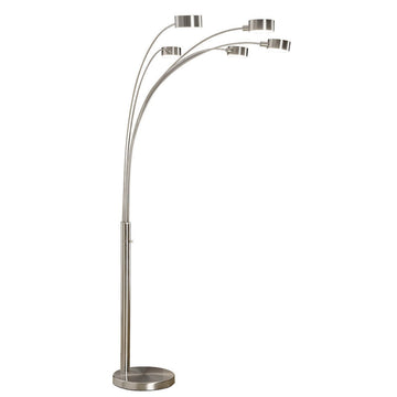 Inspired Arco Style Micah - 5 Arc Floor Lamp w/Dimmer Switch, 360 Degree Rotatable Shades - Bright & Attractive, Brushed Steel