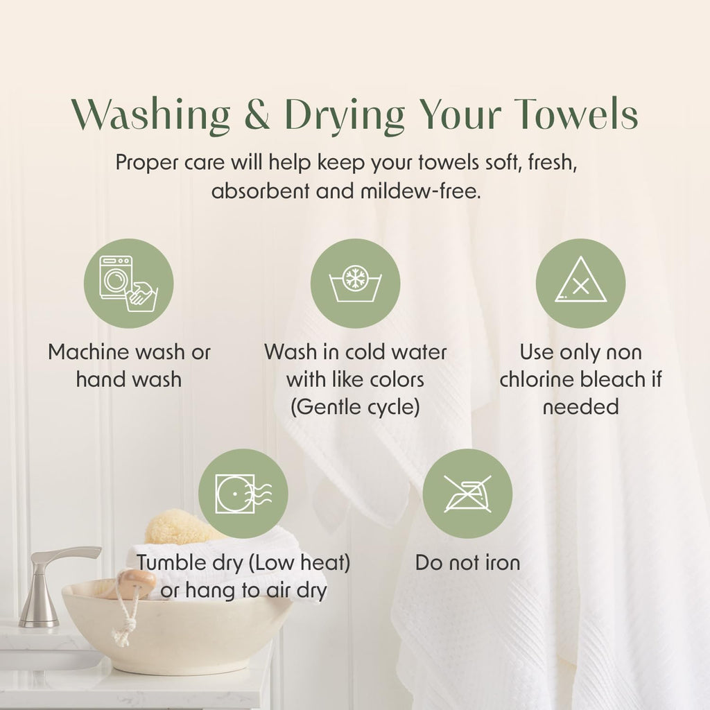 Luxury Bamboo Rayon Plush Bath Towel Set | 4-Pack | White | 35% Bamboo Rayon - 65% Zero Twist Cotton | Absorbent